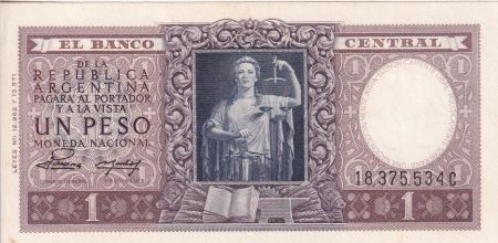 Argentine 1 Peso - Justice - ND (1952-1955) - P.275
