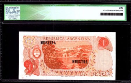 Argentine 1 Peso M. Belgrano - Spécimen - 1970 - ICG AU/UNC60 - P.287s