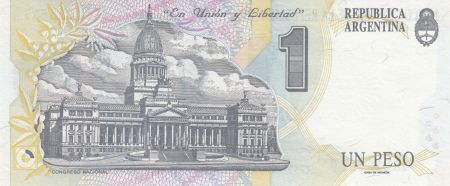 Argentine 1 Peso Pelligrini - Batiment du Congrés National - 1993 - Série D