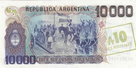 Argentine 10 Australes / 10000 Pesos Argentinos, M. Belgrano - Création de drapeau - 1985