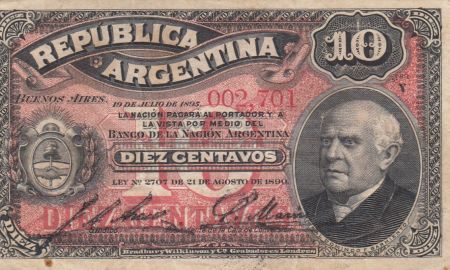 Argentine 10 Centavos - Domingo F. Sarmiento - 1895