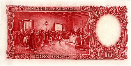 Argentine 10 Pesos, José de San Martin - 19(54-63)