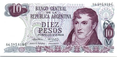 Argentine 10 Pesos Général. Manuel Belgrano - Série C - 1973/1976