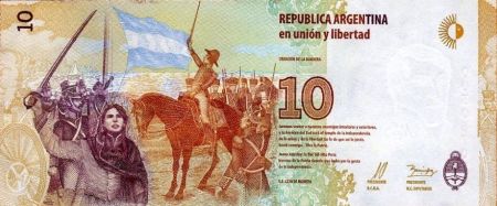 Argentine 10 Pesos Manuel Belgrano -  Création de la Bandera - 2016
