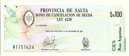 Argentine 100 australes , Province de Salta - 1987
