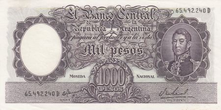 Argentine 1000 Pesos, José de San Martin - 1966
