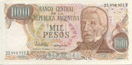 Argentine 1000 Pesos ND1976 - J. San Martin - Place de Mai