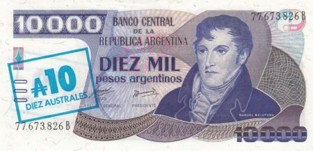 Argentine 10000 Pesos Argentinos, M. Belgrano - Création de drapeau - 1985