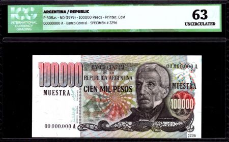Argentine 100000 Pesos J. San Martin - Immeuble - 1979 - ICG UNC63