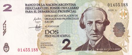 Argentine 2 Pesos - Juan B. Alberdi - 2006