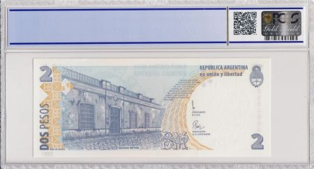 Argentine 2 Pesos Bartolomé Mitre - Musée - 1997 - Spécimen - PCGS 68 OPQ