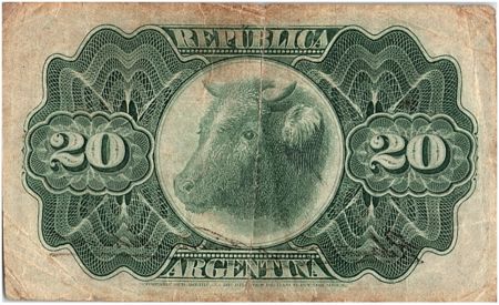 Argentine 20 Centavos, Bartolomé Mitré - 1891 - TB - P.211 b