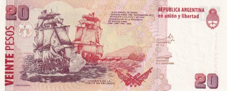 Argentine 20 Pesos - Juan Manuel De Rosas - Bateaux - ND (2003) - Série D - P.355