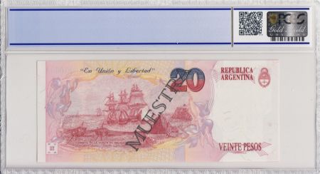 Argentine 20 Pesos Jean Manuel de Rosas - 1992 - Spécimen - PCGS 65 OPQ