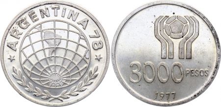Argentine 3000 Pesos - Coupe du Monde de Football - 1977-1978 - Argent