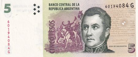 Argentine 5 Pesos - J. San Martin - Monument - ND (1996-2003) - Série G - P.347