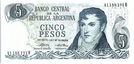 Argentine 5 Pesos, Général Belgrano - 1976