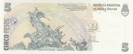 Argentine 5 Pesos J. San Martin - Mendoza - Série J - 2015 - Neuf - P.353