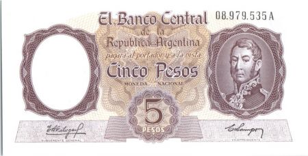 Argentine 5 Pesos J. San Martin - Rassemblement  - 1960-1962 Série A - Neuf
