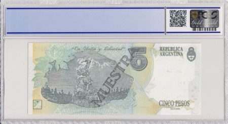 Argentine 5 Pesos José de San Martin - 1992 - Spécimen - PCGS 66 OPQ