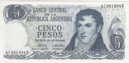 Argentine 5 Pesos ND1976 - J. San Martin - Place de Mai