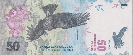 Argentine 50 Pesos Condor -  Montagne - 2018 (format vertical)