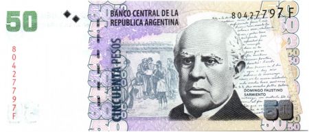 Argentine 50 Pesos D. F. Sarmiento - Palais gouvernement - Série F 2012