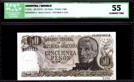 Argentine 50 Pesos J. San Martin - Spécimen - 1972 - ICG AU 55 - P.290s