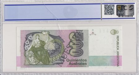 Argentine 500 Australes , N Avellaneda  - 1988 - Spécimen - PCGS 65 OPQ