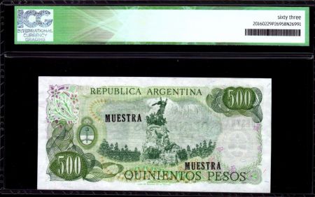Argentine 500 Pesos J. San Martin - Spécimen- 1972 - ICG UNC63 - P.292s