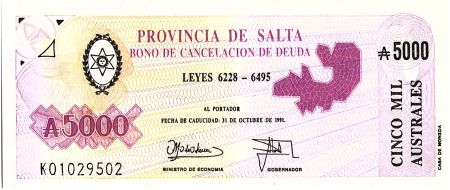 Argentine 5000 australes , Province de Salta - 1991