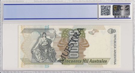 Argentine 50000 Australes , L Saenz Pena  - 1989 - Spécimen - PCGS 64 OPQ