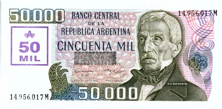 Argentine 50000 Australes, Général San Martin - 1989
