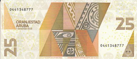 Aruba 25 Florin - Serpent - Formes géométriques - 2003