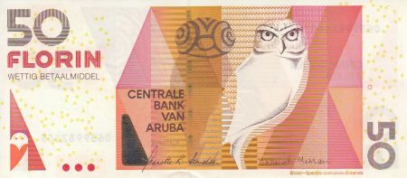 Aruba 50 Florin - Hibou - Formes géométriques - 2008