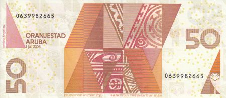 Aruba 50 Florin - Hibou - Formes géométriques - 2008