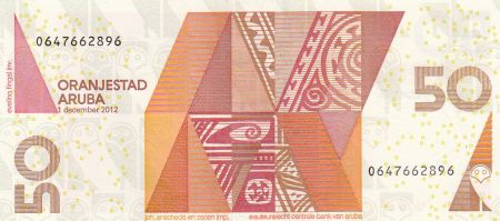 Aruba 50 Florin - Hibou - Formes géométriques - 2012