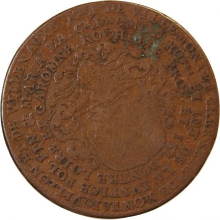 AUNIS ET LA ROCHELLE  François de Villemontée  JETON cuivre 1633