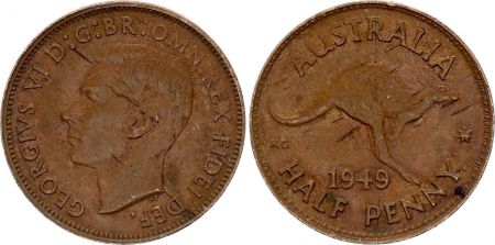 Australie 1/2 Penny - George VI - Kangourou - Années variées 1939-1948