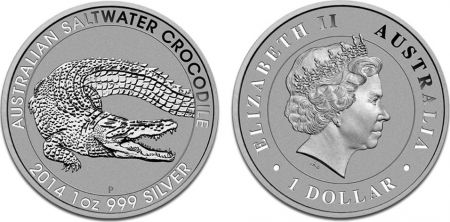 Australie 1 Dollar Elisabeth II - Crocodile Once Argent 2014