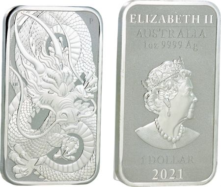 Australie 1 Dollar Elisabeth II - Dragon - 1 Once Argent 2021
