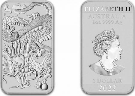 Australie 1 Dollar Elisabeth II - Dragon - 1 Once Argent 2022