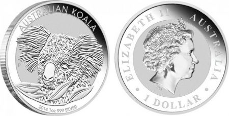 Australie 1 Dollar Elisabeth II - Koala Once Argent 2014