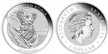 Australie 1 Dollar Elisabeth II - Koala Once Argent 2015