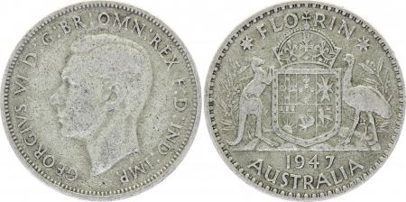 Australie 1 Florin George VI - Argent - 1947