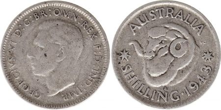 Australie 1 Shilling 1943 -George VI - Argent