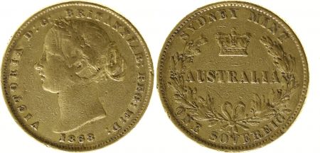 Australie 1 Souverain Victoria - 1868 - Sydney - Or