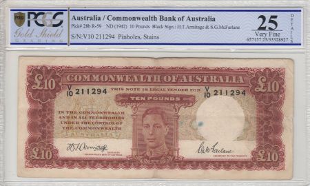 Australie 10 Pounds George VI - 1942 - PCGS VF 25