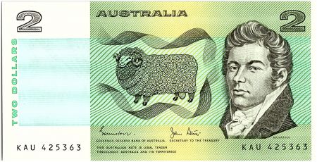 Australie 2 Dollars  - MacArthur, mouton, épis de blé - 1983