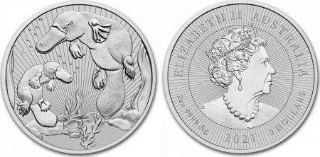 Australie 2 Dollars Elisabeth II - Ornithorynque  - 2 Once Argent 2021